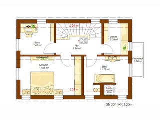 Fertighaus Clou 100 von RENSCH-HAUS Schlüsselfertig ab 313086€, Satteldach-Klassiker Grundriss 2