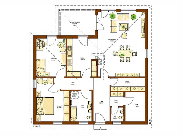 Fertighaus Clou 126 von RENSCH-HAUS Schlüsselfertig ab 337814€, Bungalow Grundriss 1