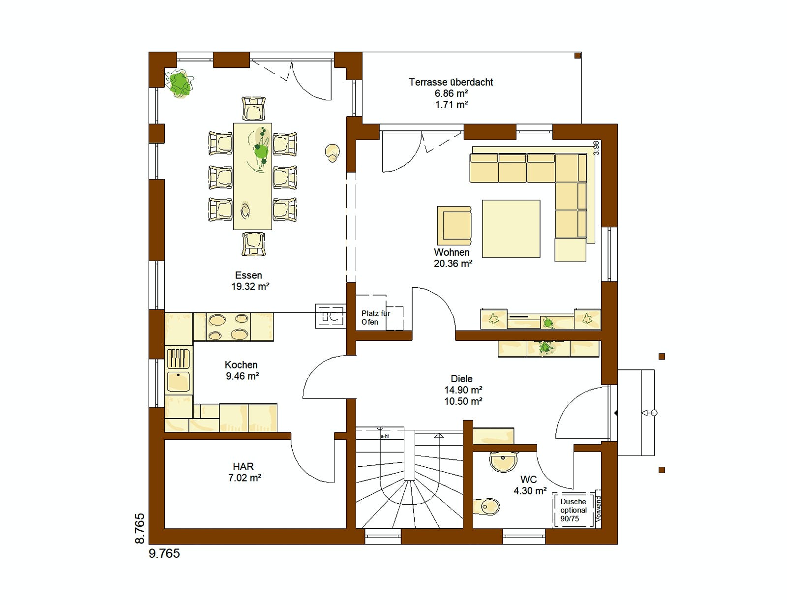 Fertighaus CLOU 135 Walmdach von RENSCH-HAUS Schlüsselfertig ab 385770€, Stadtvilla Grundriss 1