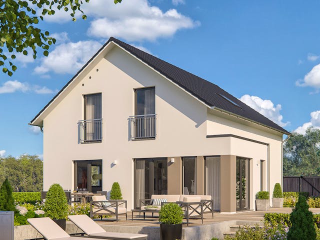 Fertighaus Clou 143 von RENSCH-HAUS Schlüsselfertig ab 344223€, Satteldach-Klassiker Außenansicht 1
