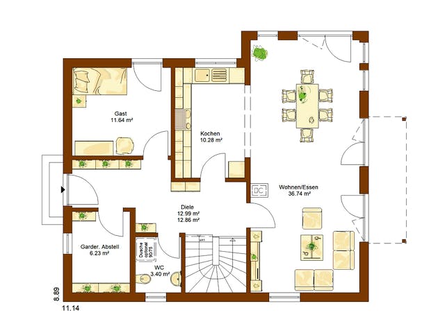 Fertighaus CLOU 159 von RENSCH-HAUS Schlüsselfertig ab 412568€, Satteldach-Klassiker Grundriss 1