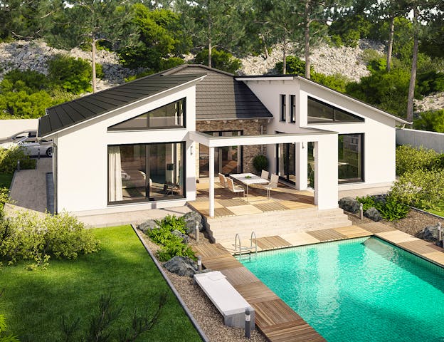 Großer Bungalow in U-Form von Rensch-Haus