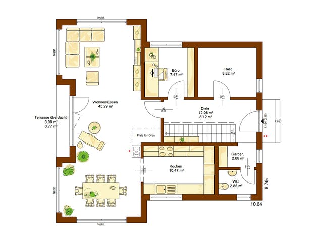 Fertighaus Life 148 von RENSCH-HAUS Schlüsselfertig ab 418221€, Satteldach-Klassiker Grundriss 1