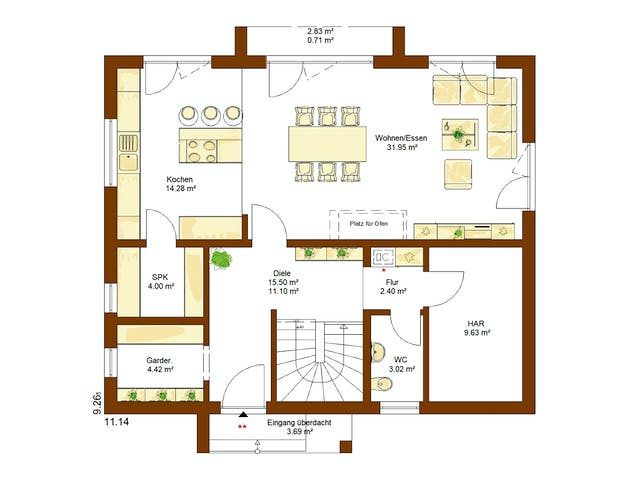 Fertighaus Life 165 von RENSCH-HAUS Schlüsselfertig ab 439842€, Satteldach-Klassiker Grundriss 1