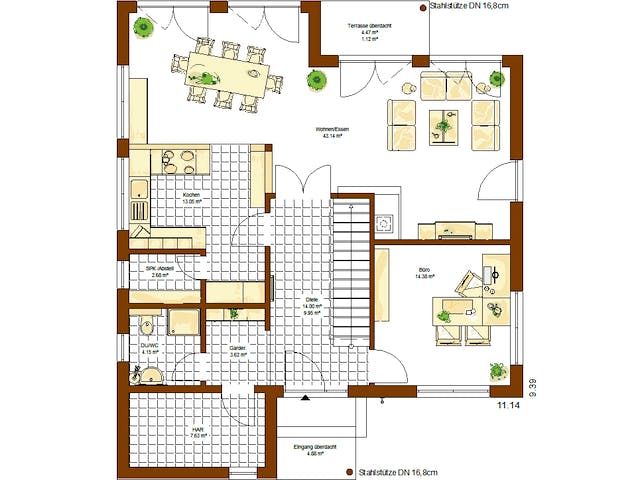 Fertighaus MH Avenio von RENSCH-HAUS, Pultdachhaus Grundriss 1