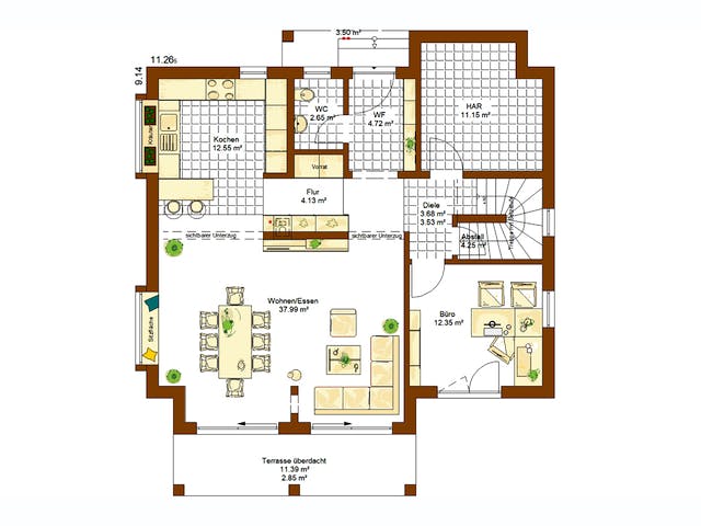 Fertighaus MH Merano von RENSCH-HAUS, Satteldach-Klassiker Grundriss 1