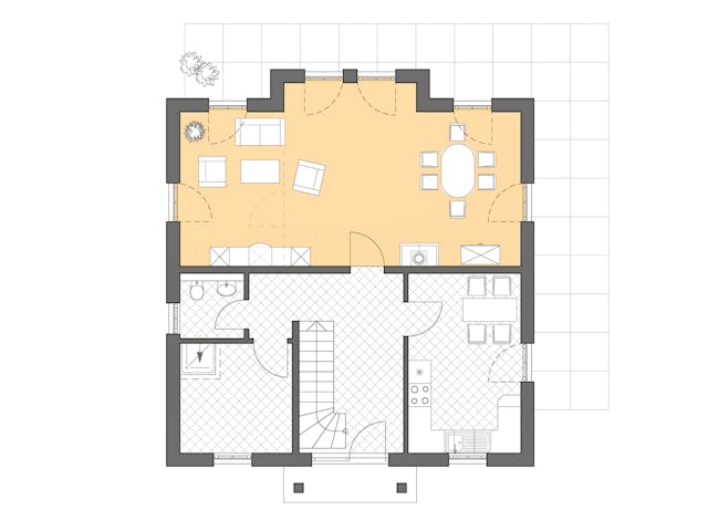 Massivhaus Stadtvilla Lugana von ROTH MASSIVHAUS Schlüsselfertig ab 341500€, Stadtvilla Grundriss 1