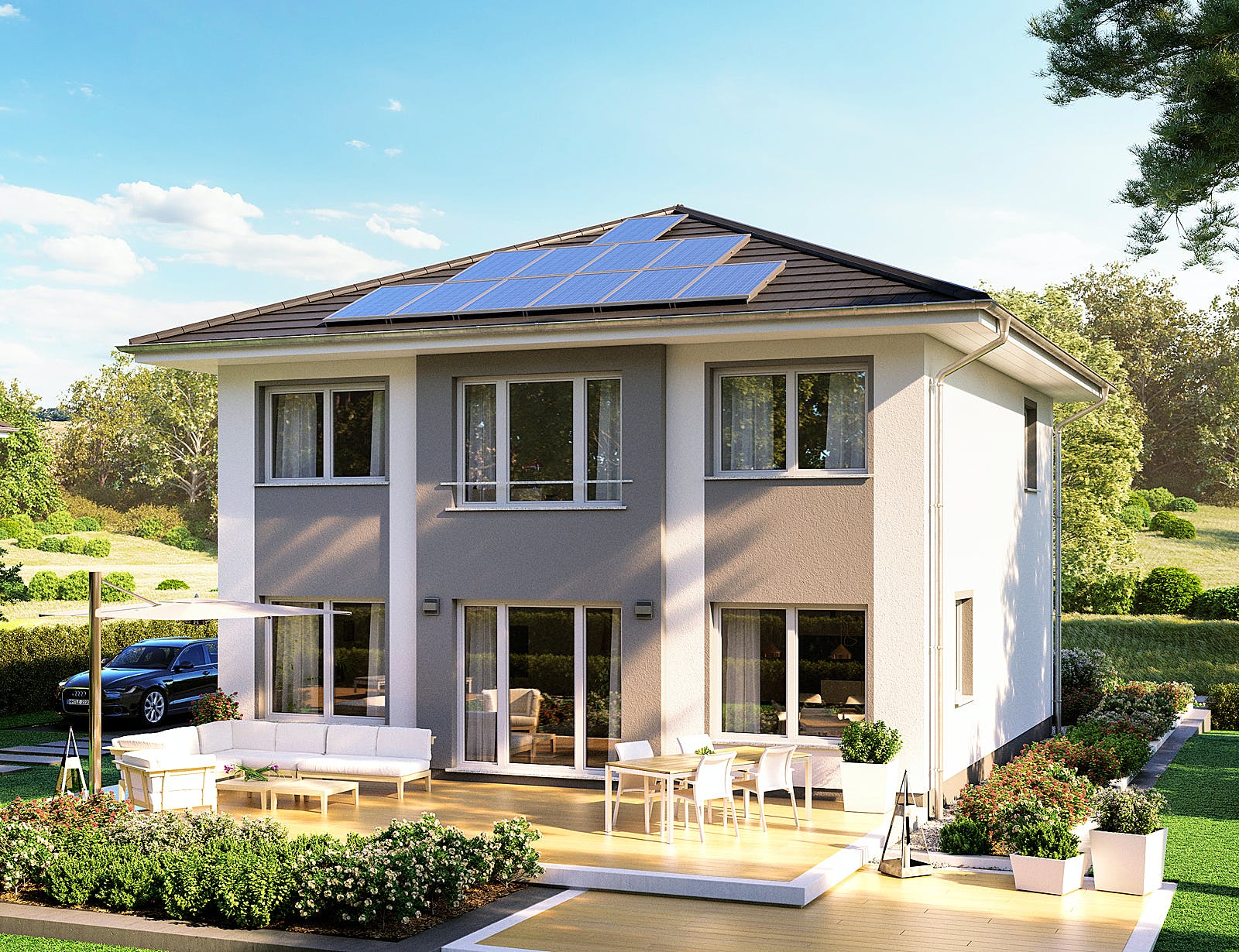 Massivhaus Stadtvilla Modena von ROTH-MASSIVHAUS Schlüsselfertig ab 365300€, Stadtvilla Außenansicht 1