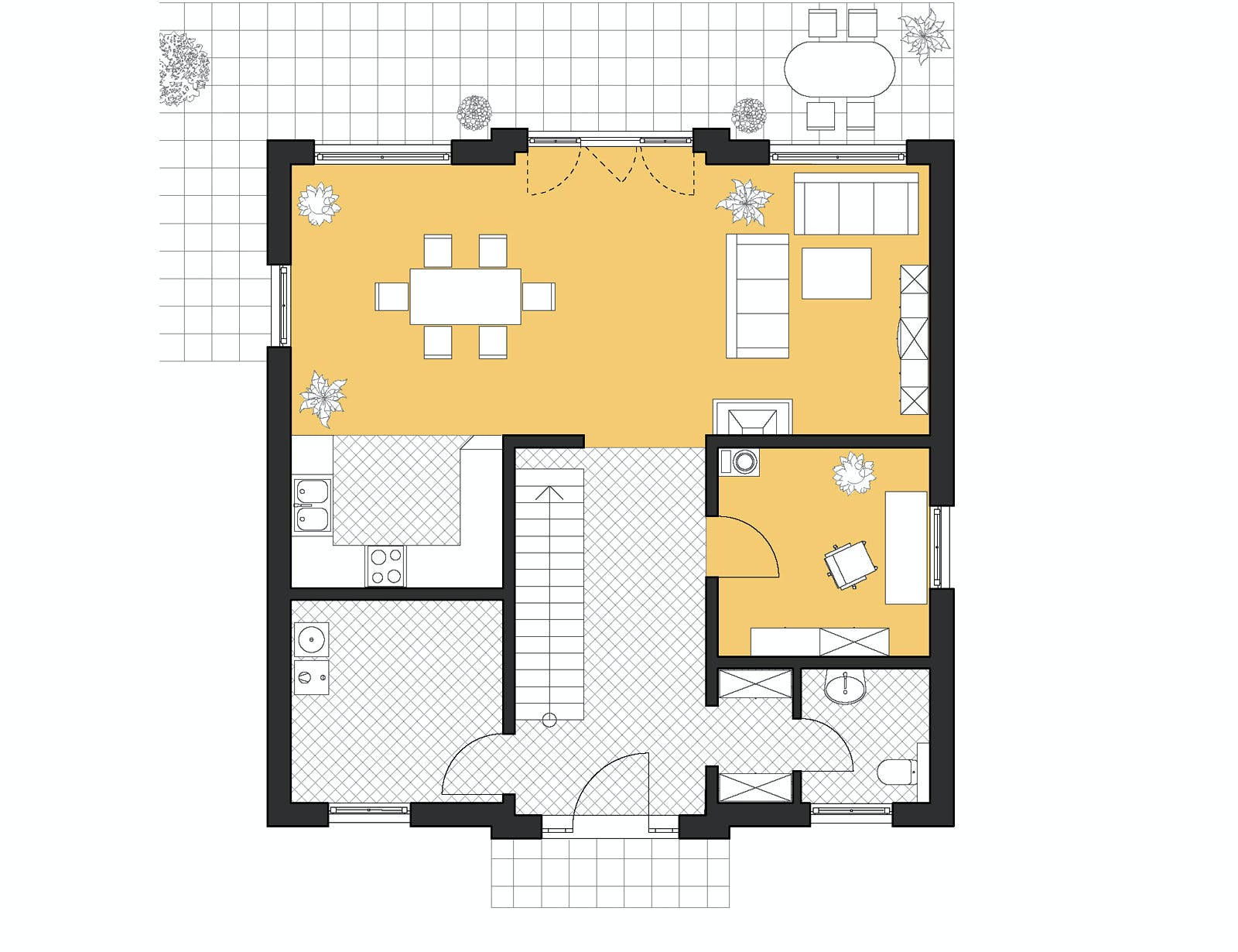 Massivhaus Stadtvilla Modena von ROTH-MASSIVHAUS Schlüsselfertig ab 365300€, Stadtvilla Grundriss 1