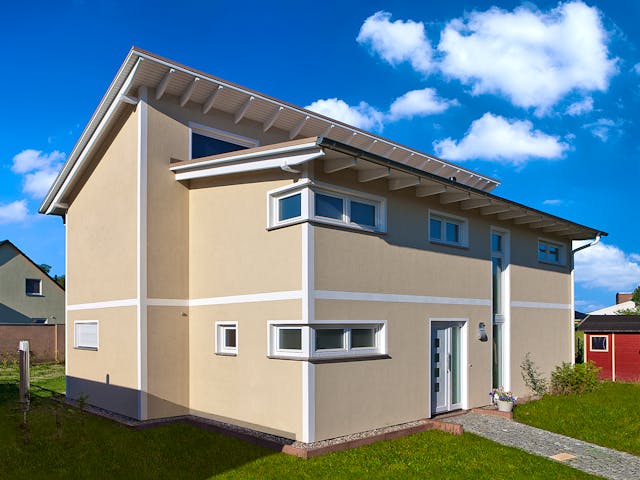 Massivhaus Pultus von ROTH MASSIVHAUS Schlüsselfertig ab 325800€, Pultdachhaus Außenansicht 1