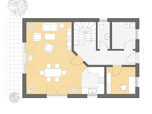 Massivhaus Haus Stade von ROTH MASSIVHAUS Schlüsselfertig ab 271300€, Satteldach-Klassiker Grundriss 1