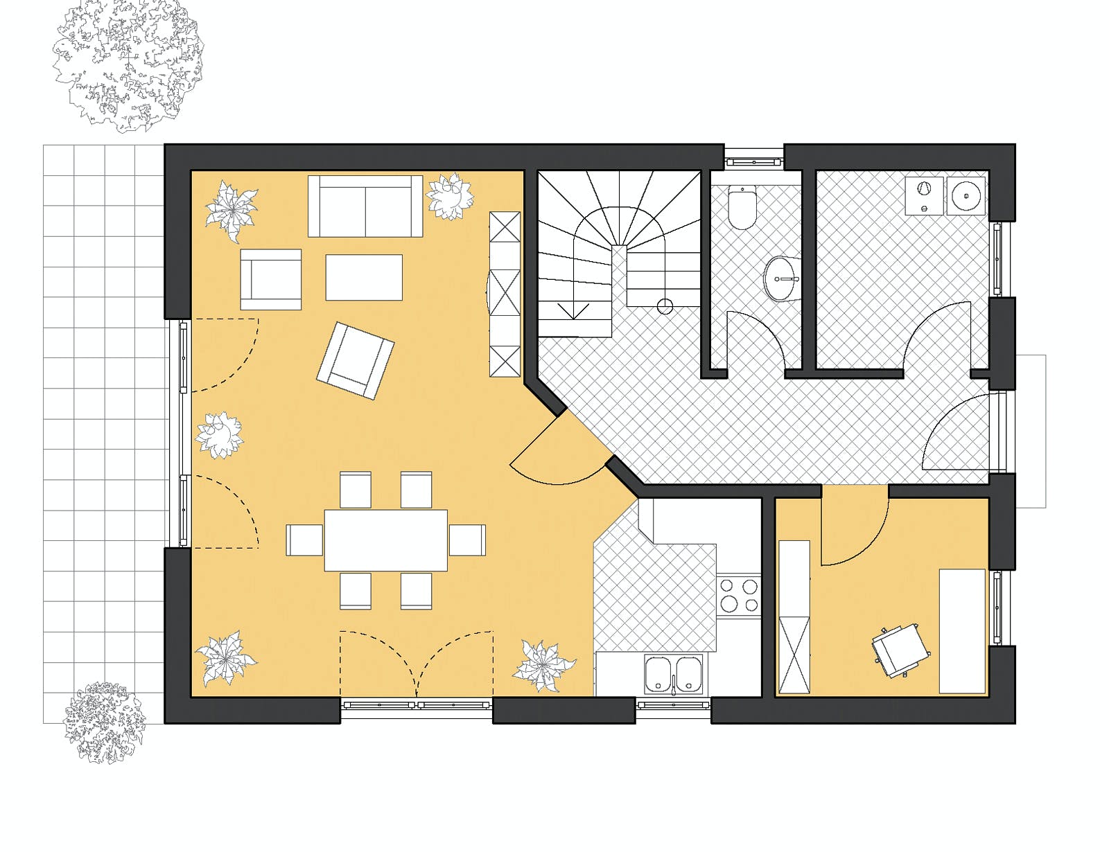 Massivhaus Haus Stade von ROTH-MASSIVHAUS Schlüsselfertig ab 271300€, Satteldach-Klassiker Grundriss 1