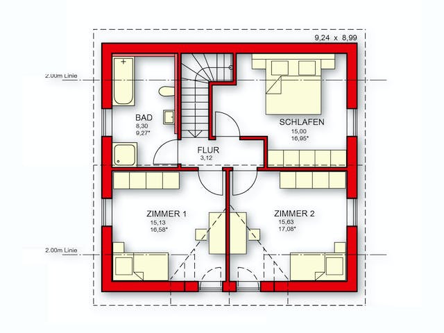 Massivhaus Junge Familie von Rothdach, Satteldach-Klassiker Grundriss 2