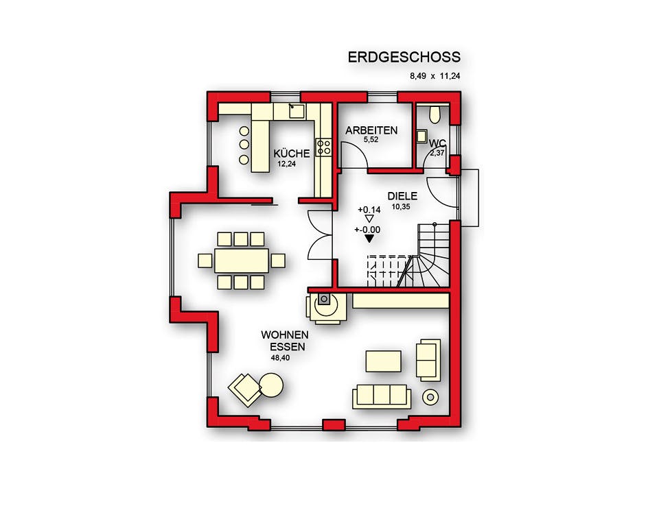 Massivhaus Klassik von Rothdach, Satteldach-Klassiker Grundriss 1