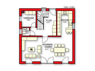 Massivhaus Villa Toskana von Rothdach, Stadtvilla Grundriss 1