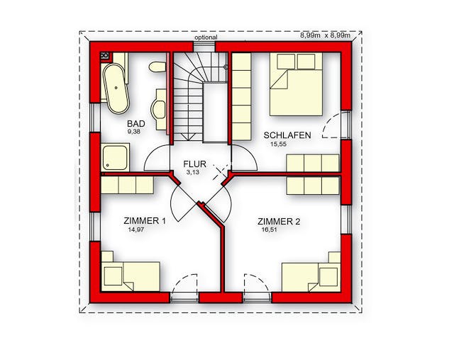 Massivhaus Villa Toskana von Rothdach, Stadtvilla Grundriss 2