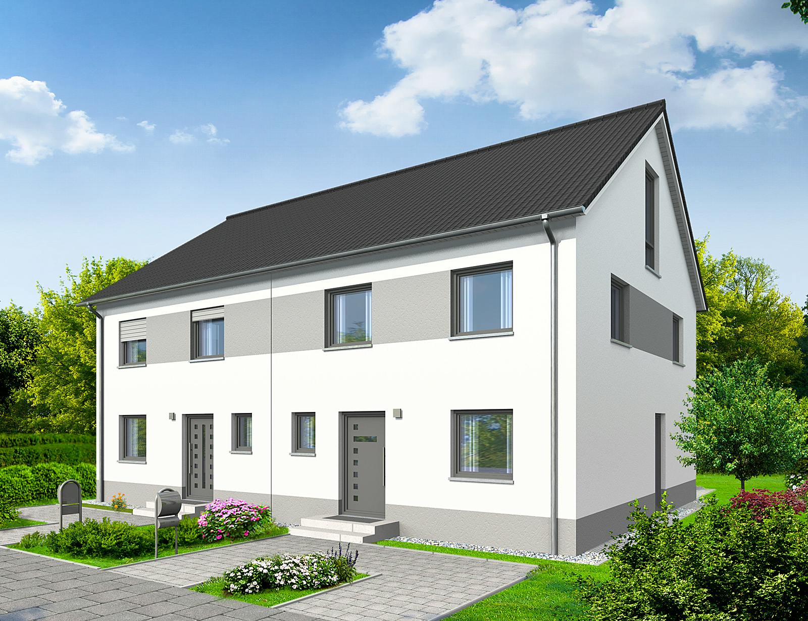 Massivhaus Quadriga II mit DG von R+S Immobilien Schlüsselfertig ab 389000€, Satteldach-Klassiker Außenansicht 1