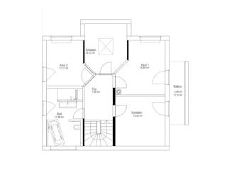 Fertighaus Satteldach Landhaus 143 von LUXHAUS, Satteldach-Klassiker Grundriss 2