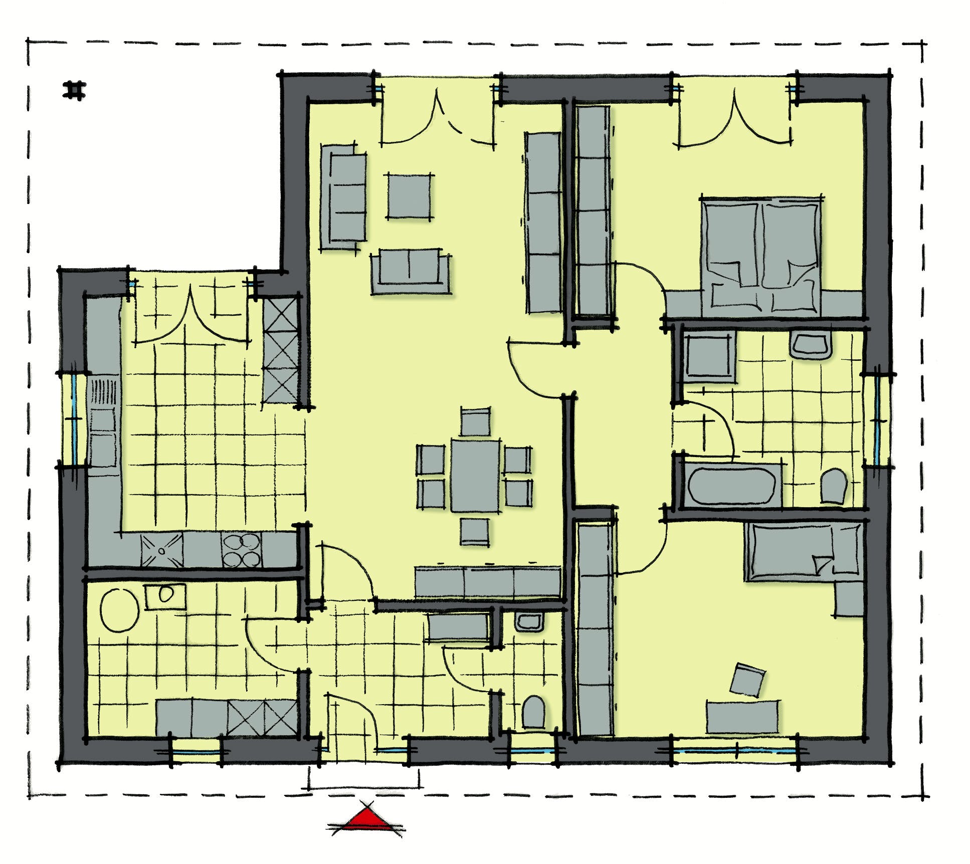 Fertighaus Savoyen von GUSSEK HAUS Schlüsselfertig ab 324900€, Bungalow Grundriss 1