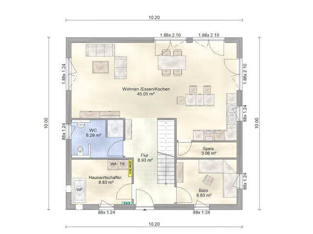 Fertighaus Aktionshaus Stadtvilla von Scheller-Haus Schlüsselfertig ab 382117€, Stadtvilla Grundriss 1