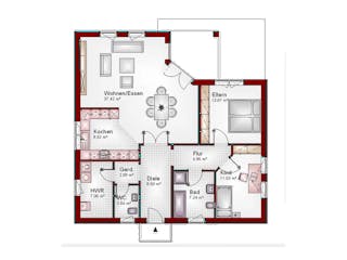 Massivhaus Bungalow Pure-Line 8 von Schneider Massivhaus, Bungalow Grundriss 1