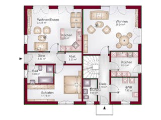Fertighaus Neuraum v-4 von Neuraum Schlüsselfertig ab 550000€, Bungalow Grundriss 1