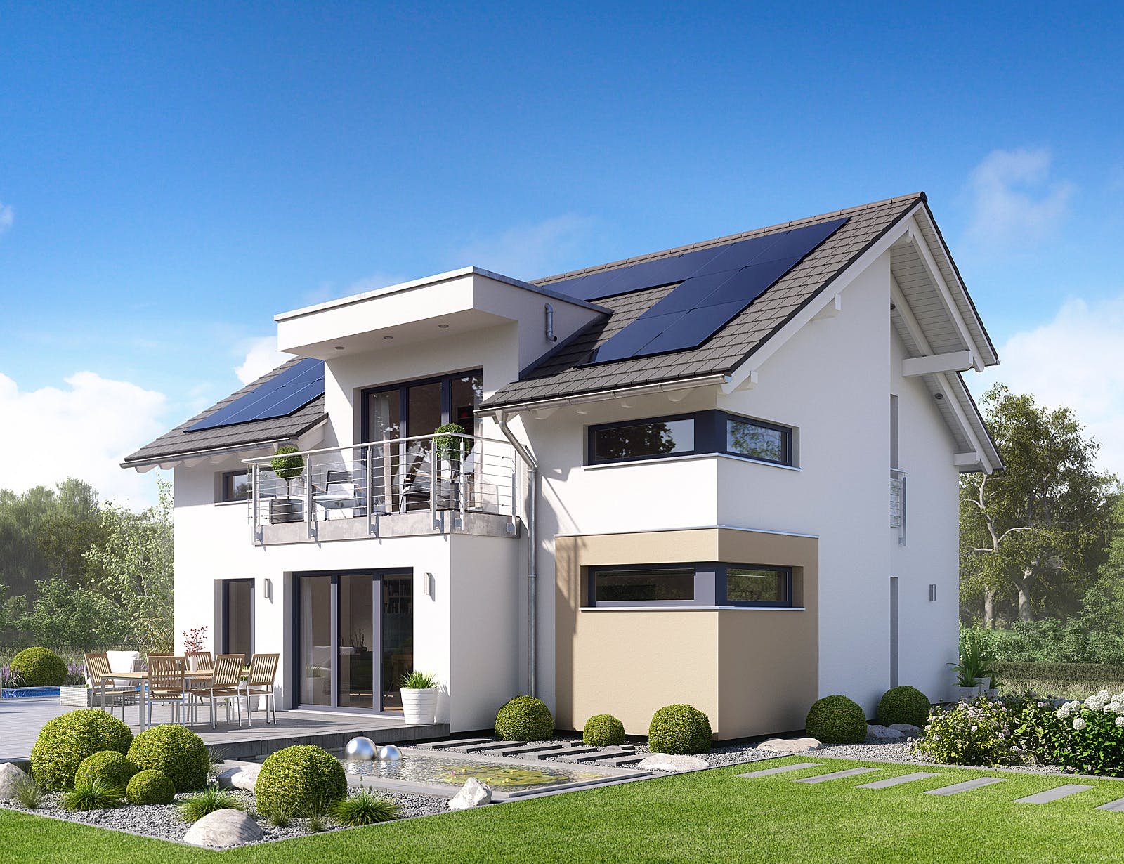 Fertighaus Selection-E-175 E1 von SCHWABENHAUS Schlüsselfertig ab 472291€, Satteldach-Klassiker Außenansicht 2