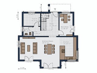 Fertighaus Selection-E-175 E1 von SCHWABENHAUS Schlüsselfertig ab 472291€, Satteldach-Klassiker Grundriss 1