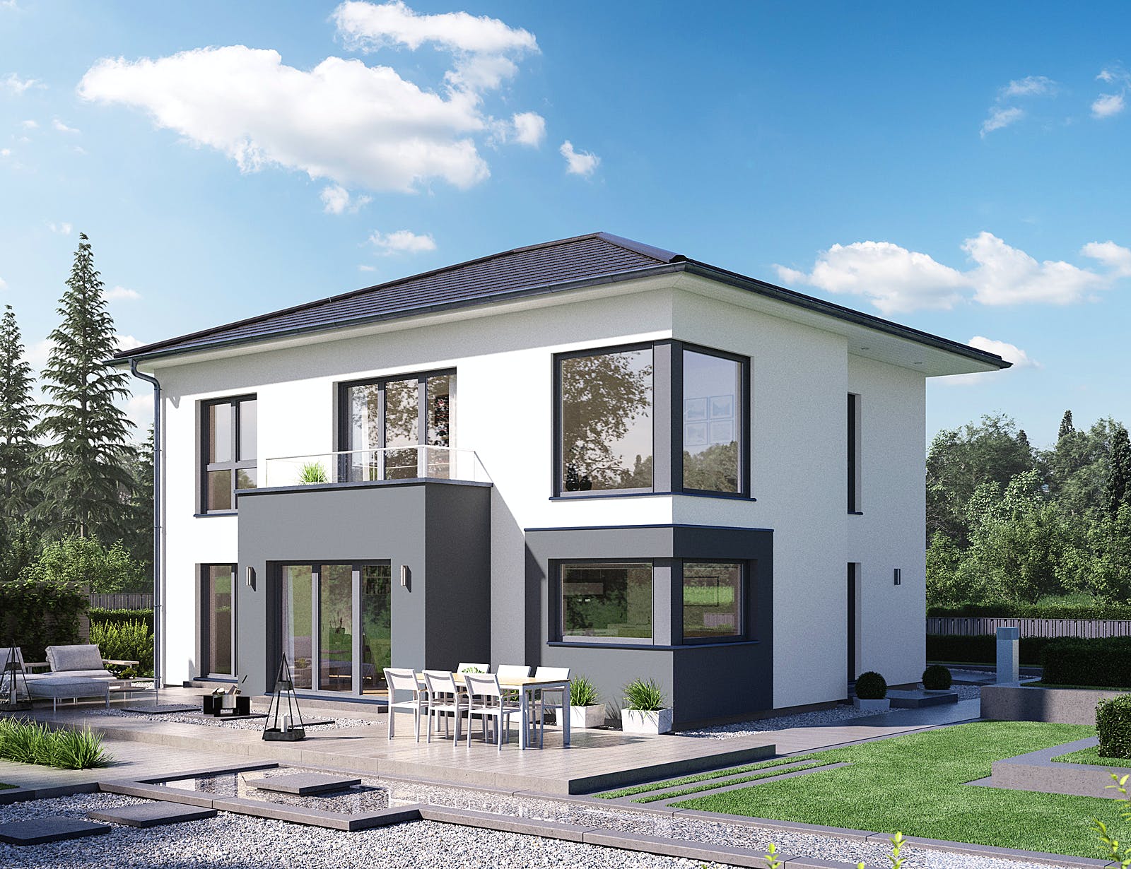 Fertighaus Selection-E-175 E4 von SCHWABENHAUS Schlüsselfertig ab 504278€, Stadtvilla Außenansicht 1