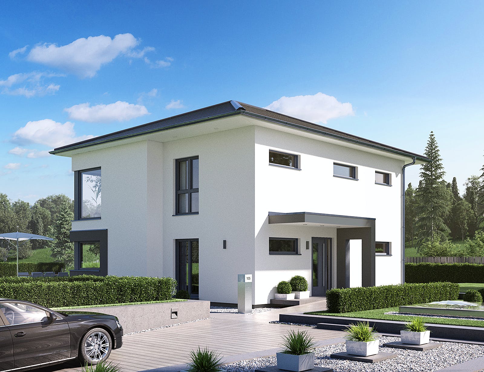 Fertighaus Selection-E-175 E4 von SCHWABENHAUS Schlüsselfertig ab 504278€, Stadtvilla Außenansicht 2