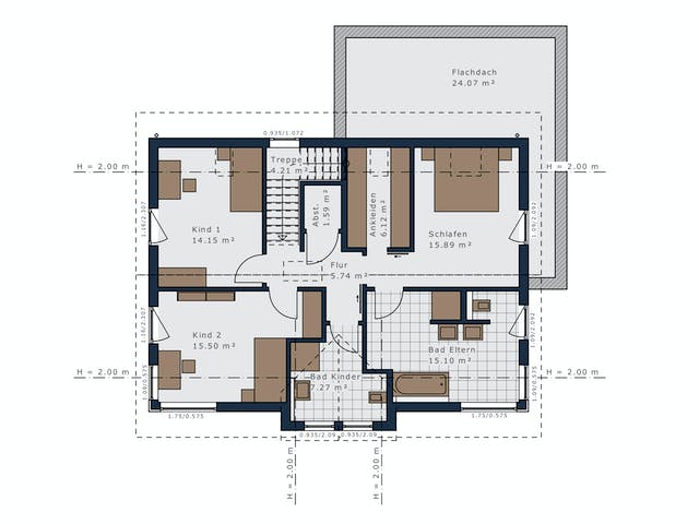 Fertighaus Selection-E-169 E3 von SCHWABENHAUS Schlüsselfertig ab 481442€, Satteldach-Klassiker Grundriss 2