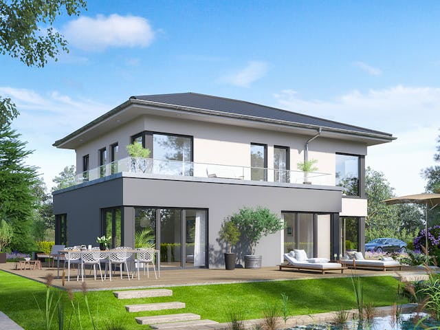 Fertighaus Selection-E-169 E5 von SCHWABENHAUS Schlüsselfertig ab 420613€, Stadtvilla Außenansicht 1