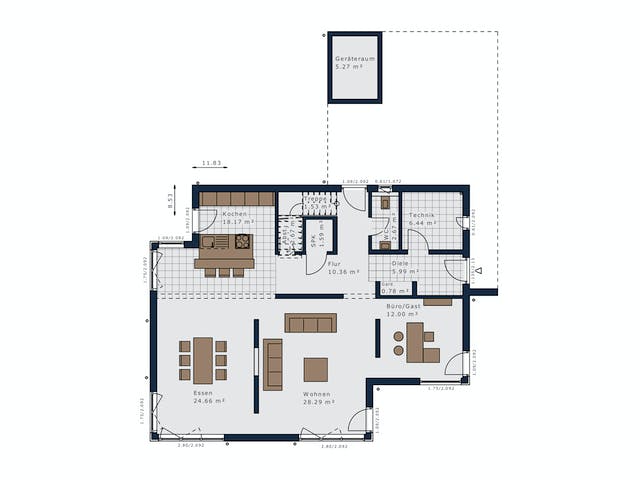 Fertighaus Selection-E-169 E5 von SCHWABENHAUS Schlüsselfertig ab 517478€, Stadtvilla Grundriss 1