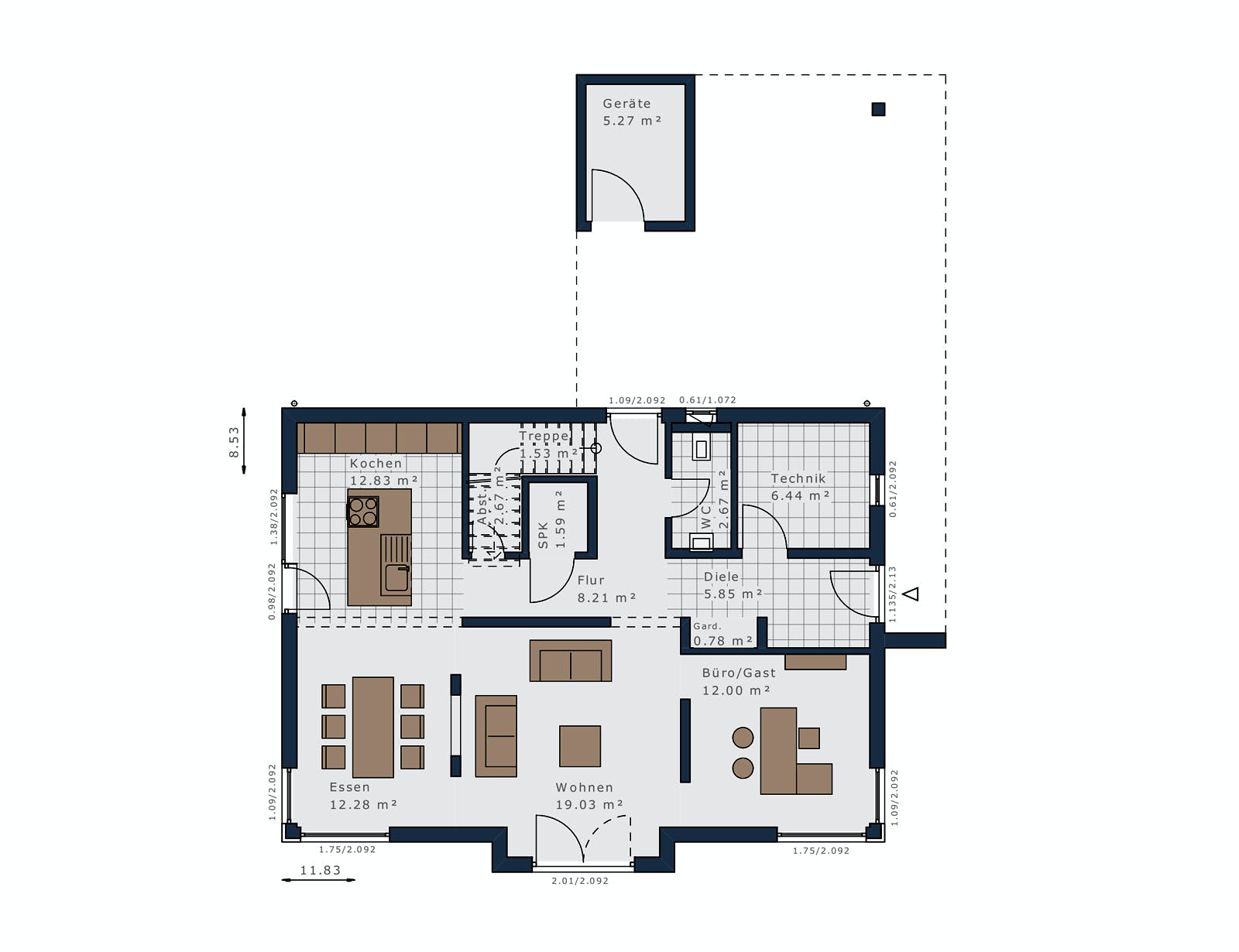 Fertighaus Selection-E-169 E6 von SCHWABENHAUS Schlüsselfertig ab 510769€, Pultdachhaus Grundriss 1