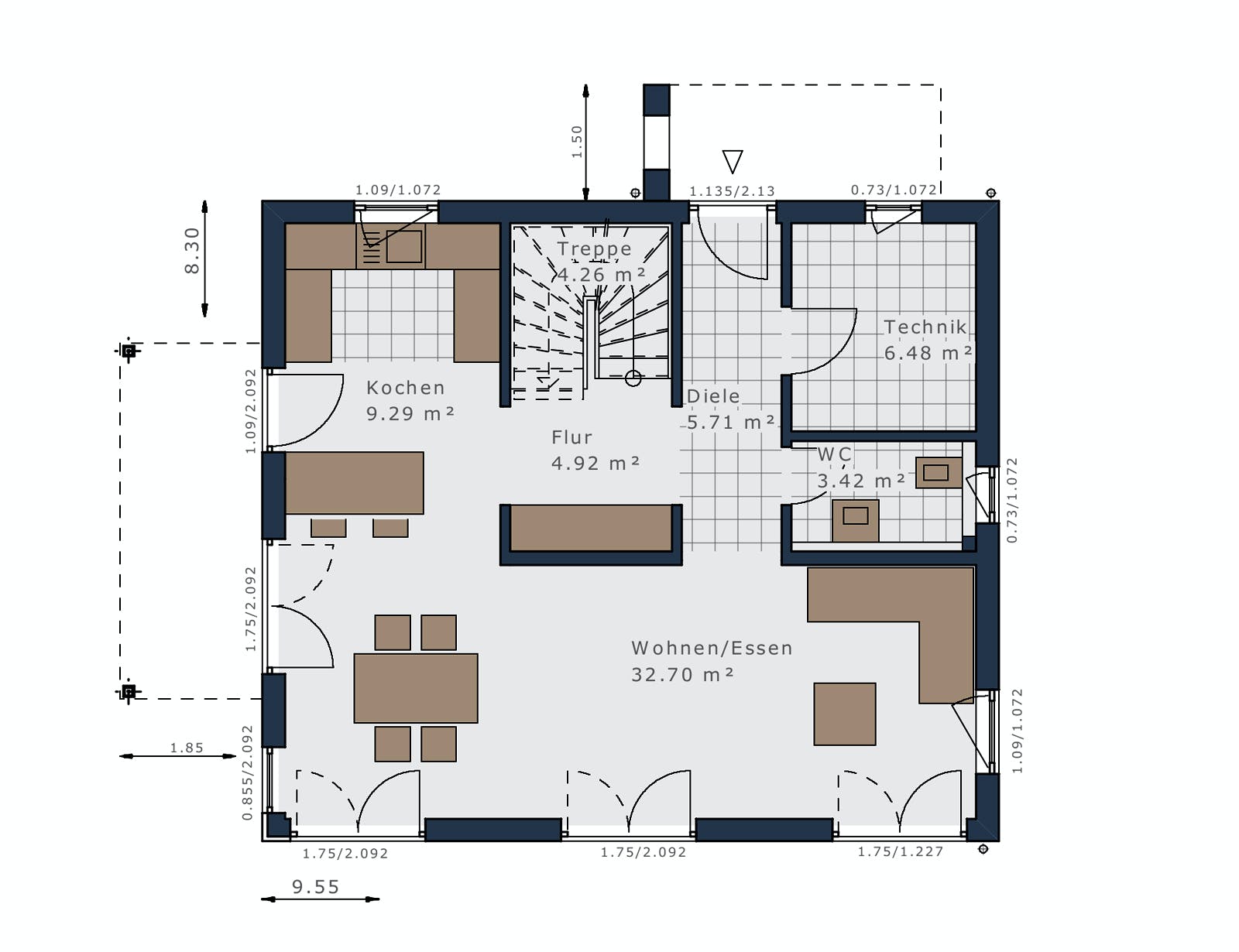 Fertighaus Sensation-E-132 E1 von SCHWABENHAUS Schlüsselfertig ab 380756€, Satteldach-Klassiker Grundriss 1