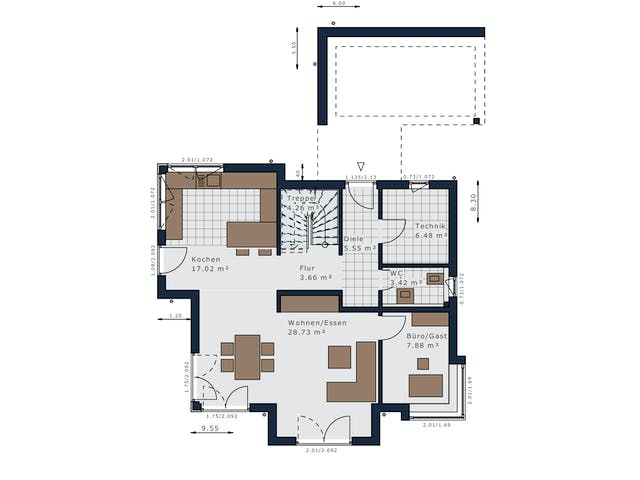 Fertighaus Sensation-E-132 E3 von SCHWABENHAUS Schlüsselfertig ab 380756€, Satteldach-Klassiker Grundriss 1