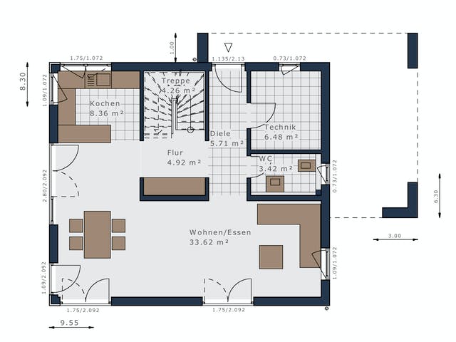 Fertighaus Sensation-E-132 E4 von SCHWABENHAUS Schlüsselfertig ab 379823€, Satteldach-Klassiker Grundriss 1