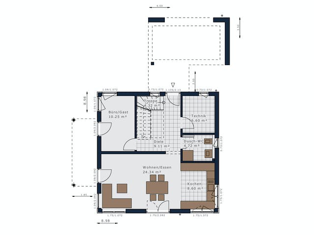 Fertighaus Sensation-E-133 E1 von SCHWABENHAUS Schlüsselfertig ab 394723€, Satteldach-Klassiker Grundriss 1