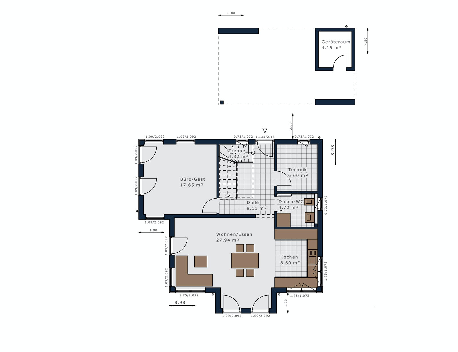 Fertighaus Sensation-E-133 E3 von SCHWABENHAUS Schlüsselfertig ab 394723€, Satteldach-Klassiker Grundriss 1