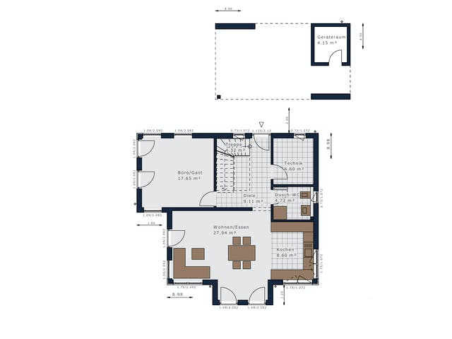 Fertighaus Sensation-E-133 E3 von SCHWABENHAUS Schlüsselfertig ab 394723€, Satteldach-Klassiker Grundriss 1