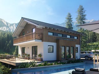 Fertighaus Sensation-E-133 E4 von SCHWABENHAUS Schlüsselfertig ab 393575€, Satteldach-Klassiker Außenansicht 1