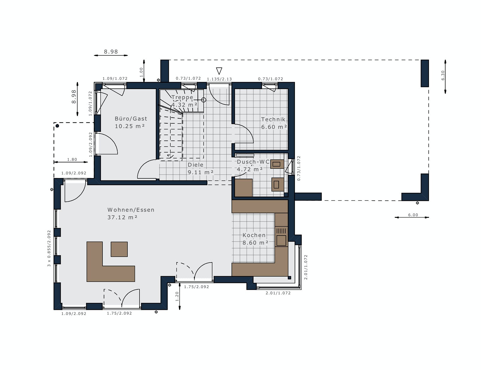 Fertighaus Sensation-E-133 E6 von SCHWABENHAUS Schlüsselfertig ab 393575€, Satteldach-Klassiker Grundriss 1