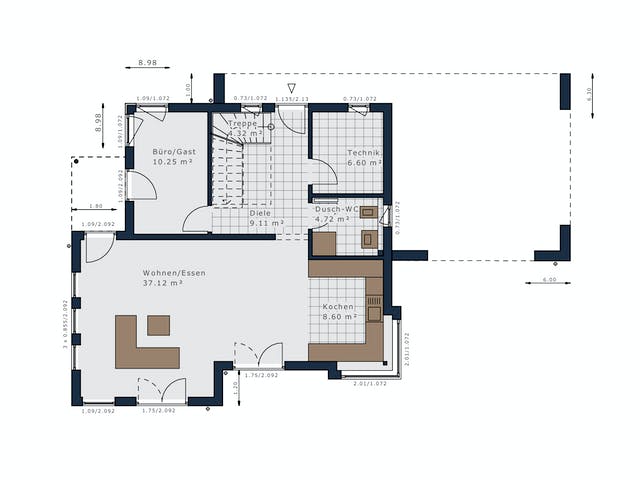 Fertighaus Sensation-E-133 E6 von SCHWABENHAUS Schlüsselfertig ab 393575€, Satteldach-Klassiker Grundriss 1