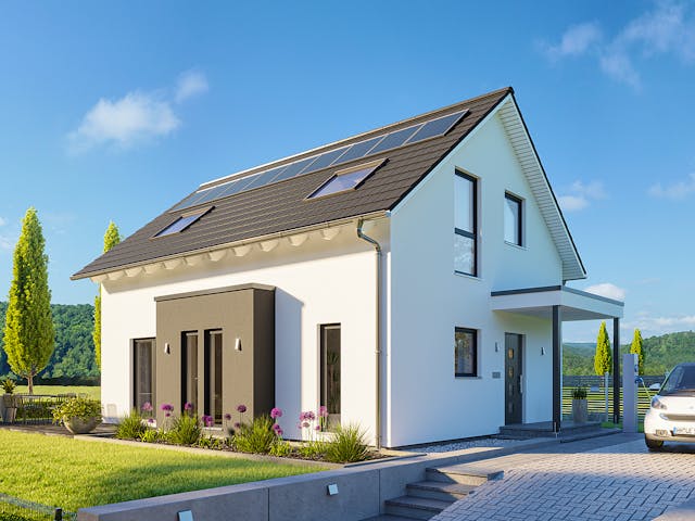 Fertighaus SmartSpace Einfamilienhäuser von SCHWABENHAUS Schlüsselfertig ab 299017€, Satteldach-Klassiker Außenansicht 1