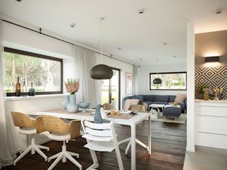 Fertighaus SmartSpace Einfamilienhäuser von SCHWABENHAUS Schlüsselfertig ab 295290€, Satteldach-Klassiker Außenansicht 7