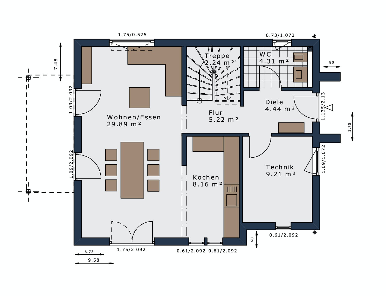 Fertighaus SmartSpace-E-120 E3 von SCHWABENHAUS Schlüsselfertig ab 338415€, Satteldach-Klassiker Grundriss 1