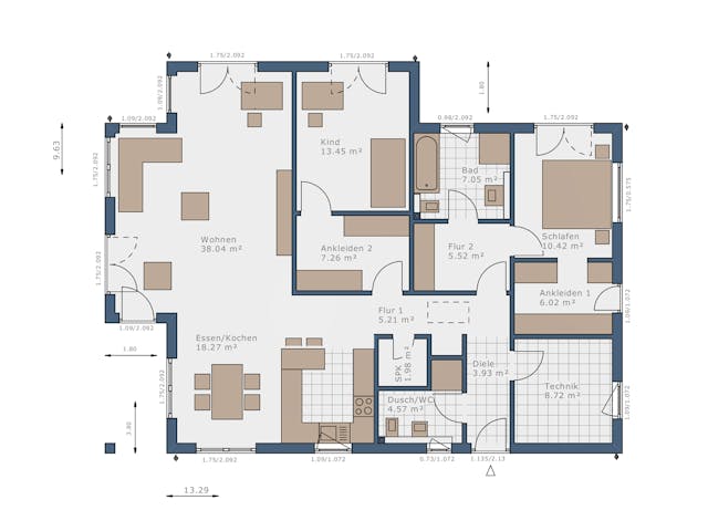 Fertighaus Solitaire-B-110 E3 von SCHWABENHAUS Schlüsselfertig ab 347581€, Bungalow Grundriss 1