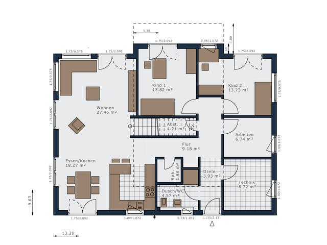 Fertighaus Solitaire-B-110 E6 von SCHWABENHAUS Schlüsselfertig ab 434547€, Bungalow Grundriss 1