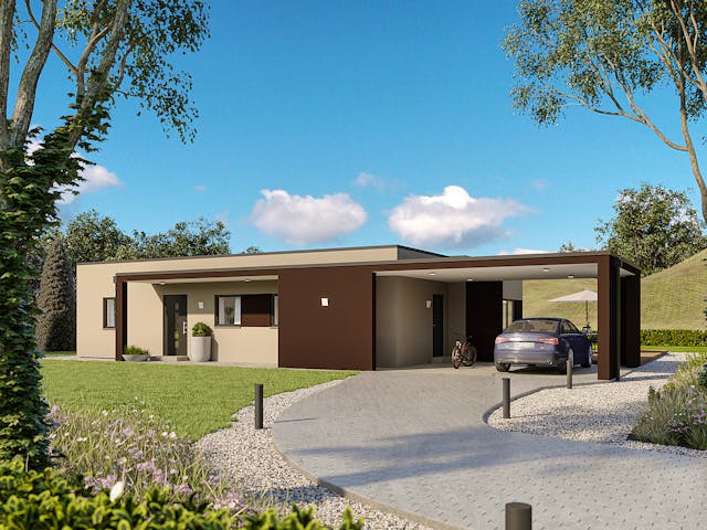 Fertighaus Solitaire-B-150 E4 von SCHWABENHAUS Schlüsselfertig ab 542455€, Bungalow Außenansicht 1