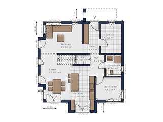 Fertighaus Solitaire-E-145 E5 von SCHWABENHAUS Schlüsselfertig ab 410348€, Satteldach-Klassiker Grundriss 1